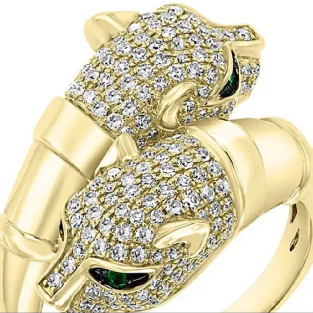Double panther head fashion ring